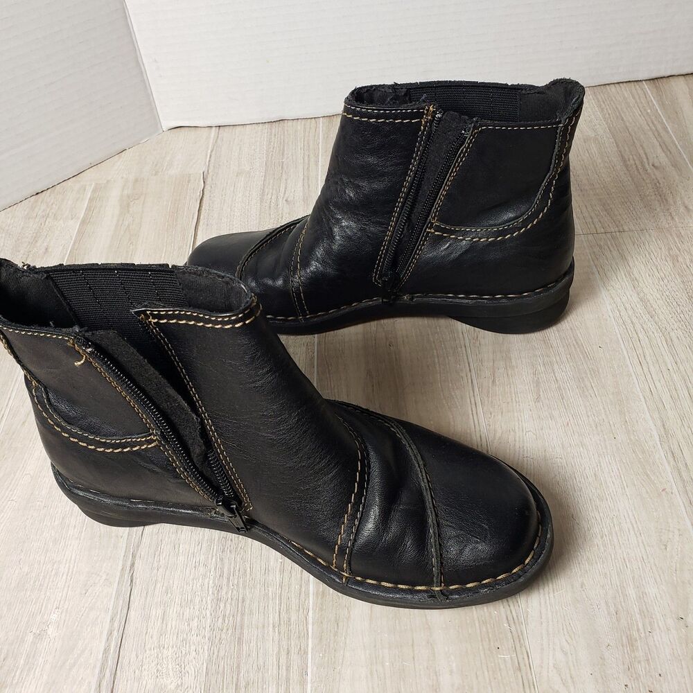 Clarks Bendables "Christine Club" Black Leather Ankle Boots sz 5.5